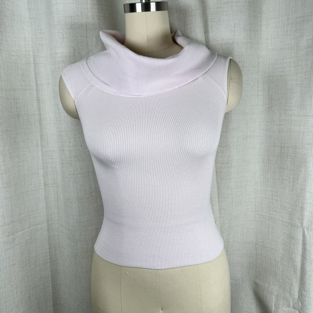 Aritzia Wilfred Ribbed Knit High Neck Sleeveless Basic Tank Top Blush Pink XS
